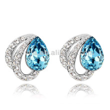 Sliver earrings woman white gold jewelry blue gems stone earring cz diamonds earring findings